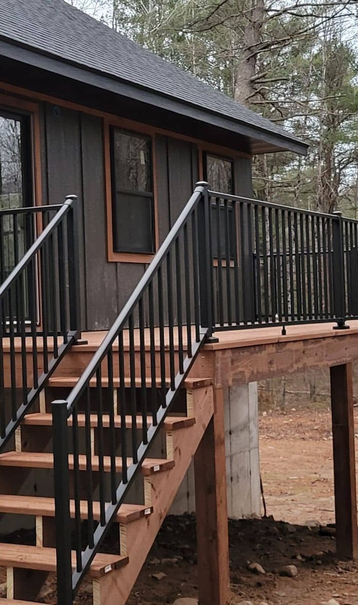 Red wooden home in Wisconsin winter, siding and exterior